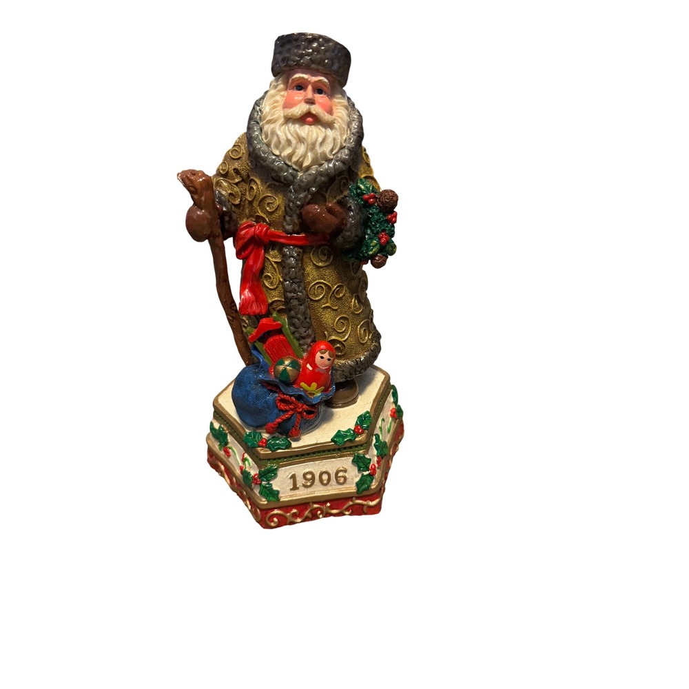 Vintage Russian Santa Claus Figurine 1906 Father Christmas Gold Scroll Robe 7.5"
